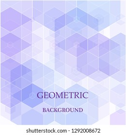 Blue abstract geometric background technology.Blue transparent hexagons.
