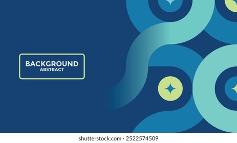 Blue abstract geometric circle with small leaf.
