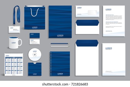 Plantilla de diseño de identidad corporativa geométrica abstracta azul