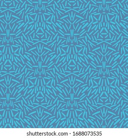 Blue Abstract Geometric Ethnic Seamless Vector Pattern. Unisex Surface Print Design. For Fabrics, Stationery And Packaging.