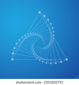 Blue abstract geometric linear background with triangle shapes. Vector editable illustration