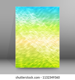 Blue abstract geometric mosaic background with place of text. Design elements Vector illustration EPS 10 for booklet layout page, leaflet template, vertical banner