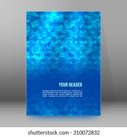 Blue abstract geometric mosaic background with place of text. Design elements Vector illustration EPS 10 for booklet layout page, leaflet template, vertical banner