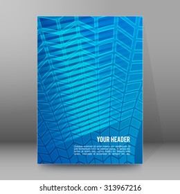 Blue abstract geometric mosaic background with place of text. Design elements Vector illustration EPS 10 for booklet layout page, leaflet template, vertical banner