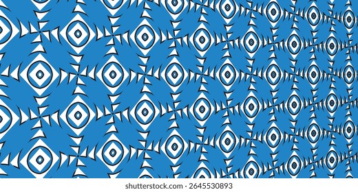 Blue Abstract Geometric Pattern with Symmetrical Repeating Triangular Elements