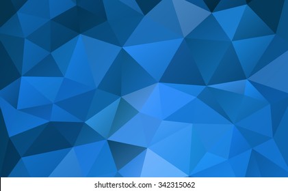 Blue abstract geometric rumpled triangular background low poly style. Vector illustration