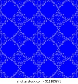 Blue Abstract Geometric Seamless Background in Moroccan style. Ideal for Web Usage, Textile and Paper Printing 