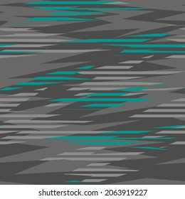 Azul Resumen de patrón geométrico sin costuras con formas poligonales. Moderno camuflaje texturado adorno para autos de carreras, ropa o impresión. Fondo vectorial.