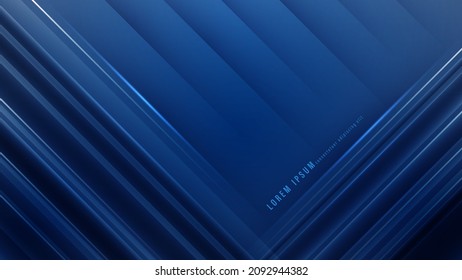 Blue abstract geometric shape with lines and light background. Vector illustration