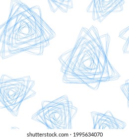 Forma geométrica abstracta azul, patrón transparente. Triángulo diseño de superficie de textura interminable. Fondo ilimitado de doodle de mano ahogado para textil, papel, envoltura de papel, paquete