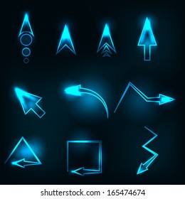 blue abstract glowing arrows vector