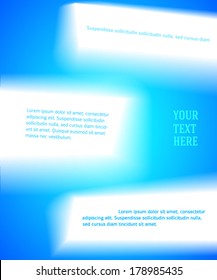Blue abstract glowing light background wish space for text. Vector illustration EPS 10. Theme of summer, nature, healthy living, travel, fitness for flyer, presentation template, advertising booklet