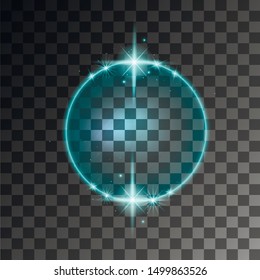 Blue abstract glowing ring effect with sparks flat vector illustration on transparent background