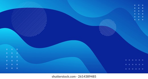 Blue abstract gradient background. Fluid shapes composition. Vector illustration