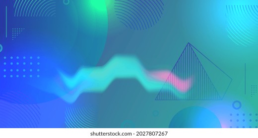 Blue abstract gradient background with modern shape of liquid wave and triangle. Modern light fluid aurora motion.