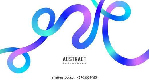 Blue abstract gradient lines shapes. 3D Vibrant Waves Pattern on white background. Swirl Rainbow Ribbons. Dynamic Fluid lines illustration