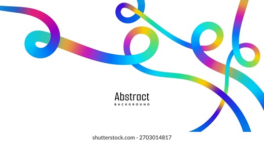 Blue abstract gradient lines shapes. 3D Vibrant Waves Pattern on white background. Swirl Rainbow Ribbons. Dynamic Fluid lines illustration