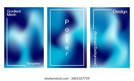 blue abstract gradient mesh background set, for poster template