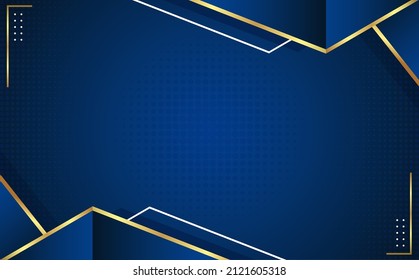 Blue Abstract Gradient Vector Background With Gold Lining