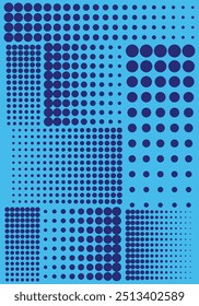 Blue abstract halftone circle background. Doted gradient vector illustration.