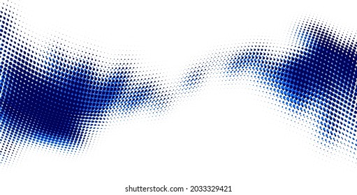 Blue abstract halftone dotted spot on white background. Vector illustration.