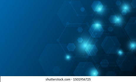 blue abstract hexagon technology background with copy space,futuristic tech background,communication innovative technology background,abstract connection background