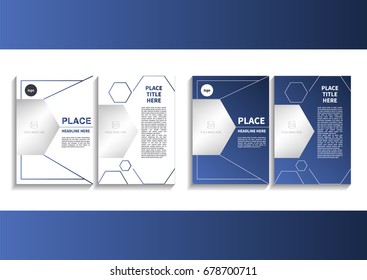 Blue Abstract Hexagon  Theme with Image in Business Brochure Design Template Vector. Book, Cover, Annual Report, Magazine, Poster, Corporate Presentation, Portfolio, Brochure, Leaflet, Banner, Website