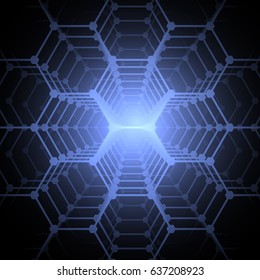 Blue abstract hexagonal background. HEXAGON 3D PERSPECTIVE POSTER TEMPLATE.