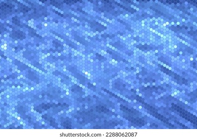 Blue abstract hexagons texture background pattern, like swimming pool water ripples. Vector illustration.