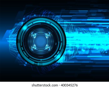 Blue abstract hi speed internet technology background illustration. eye scan virus computer. vector