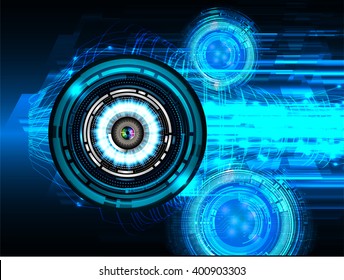 Blue abstract hi speed internet technology background illustration. eye scan virus computer. vector