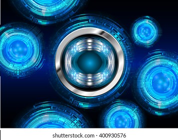 Blue abstract hi speed internet technology background illustration. eye scan virus computer. vector