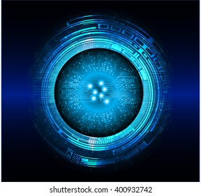 Blue abstract hi speed internet technology background illustration. eye scan virus computer. vector