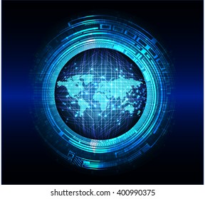 Blue abstract hi speed internet technology background illustration. eye scan virus computer. vector. world