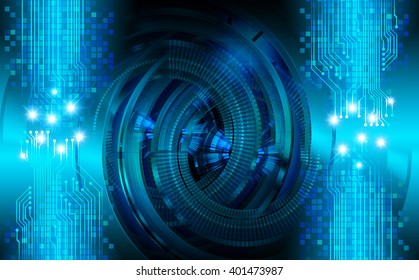 Blue abstract hi speed internet technology background illustration. eye scan virus computer. vector. gear