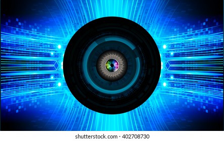 Blue abstract hi speed internet technology background illustration. eye scan virus computer. vector