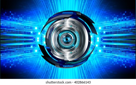 Blue abstract hi speed internet technology background illustration. eye scan virus computer. vector