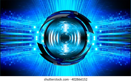 Blue abstract hi speed internet technology background illustration. eye scan virus computer. vector