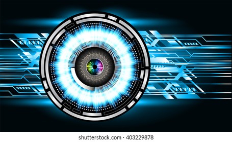 Blue abstract hi speed internet technology background illustration. eye scan virus computer. vector