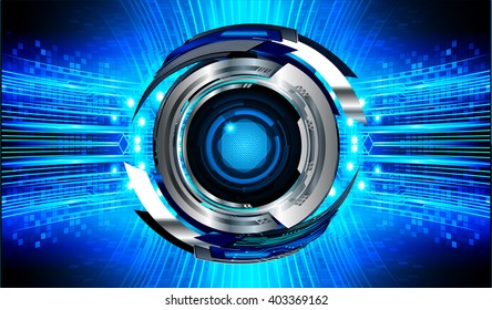 Blue abstract hi speed internet technology background illustration. eye scan virus computer. vector