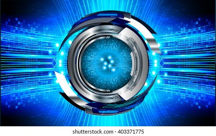 Blue abstract hi speed internet technology background illustration. eye scan virus computer. vector