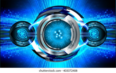 Blue abstract hi speed internet technology background illustration. eye scan virus computer. vector