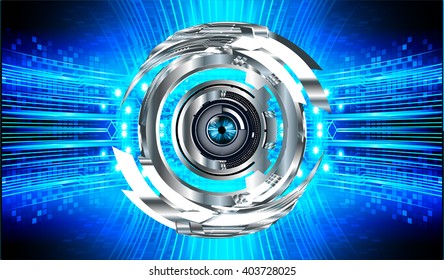 Blue abstract hi speed internet technology background illustration. eye scan virus computer. vector