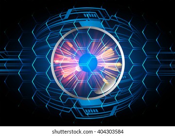 Blue abstract hi speed internet technology background illustration. eye scan virus computer. vector