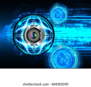 Blue abstract hi speed internet technology background illustration. eye scan virus computer. vector