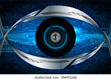 Blue abstract hi speed internet technology background illustration. eye scan virus computer. vector