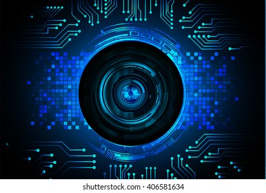 Blue abstract hi speed internet technology background illustration. eye scan virus computer. vector