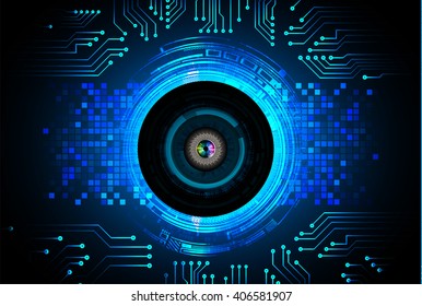 Blue abstract hi speed internet technology background illustration. eye scan virus computer. vector