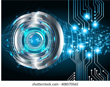 Blue abstract hi speed internet technology background illustration. eye scan virus computer. move motion.
