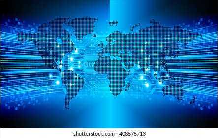 Blue abstract hi speed internet technology background illustration. eye scan virus computer. move motion.